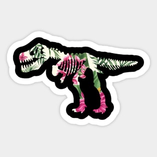 Floral Tropical Hawaiian Pattern T Rex Dinosaur Sticker